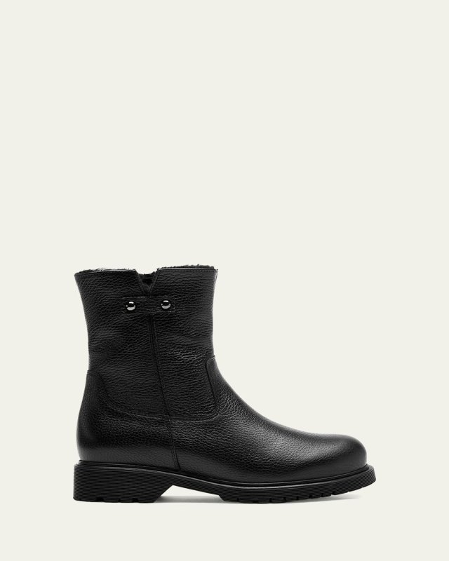Hunter Leather Shearling Moto Booties